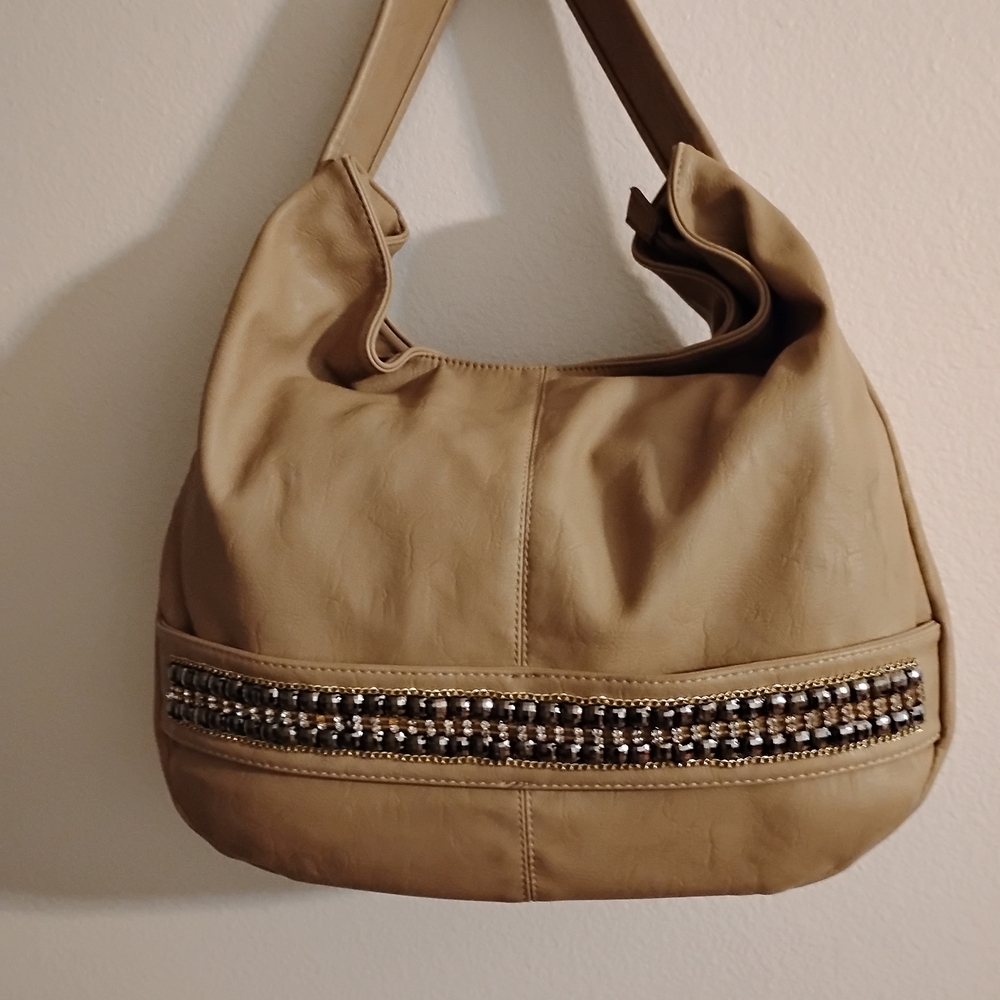 Charming Charlie Tan Hobo Bag with Embellished Band